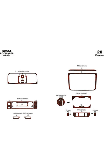 Marscockpitdesign سكودا فابيا - كونسول رومستر - توربيدو 2006 20 قطعة