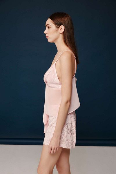 Bonnie Clyde Women's Romantic Strap-Shorts Set Boxed Elegant Powder Design 2-Piece - Powder - Selkr30T01N4Ghec-Pu