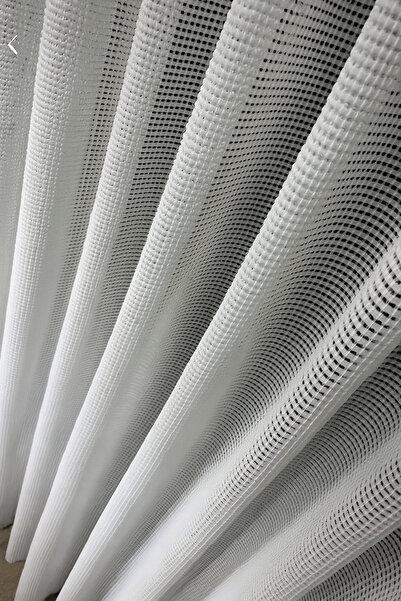 Emuz Petek Dokulu Beyaz Geçişli Modern Tül Perde 1 / 3 Sık Pileli Her Detayıy...