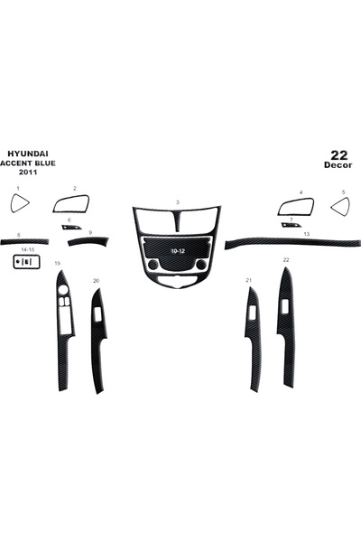 Marscockpitdesign هيونداي أكسنت كونسول أزرق-توربيدو 201 22 قطعة