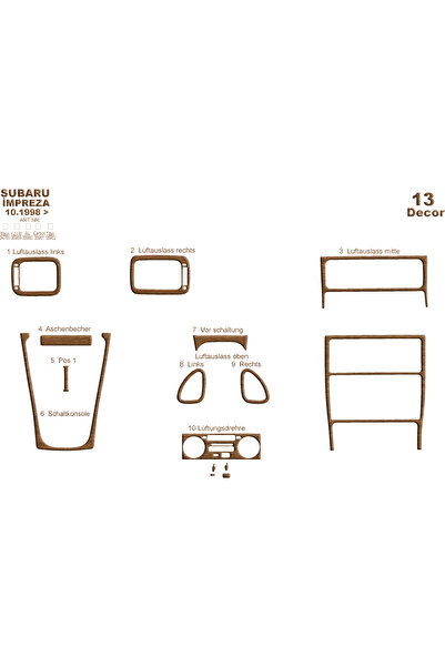 Marscockpitdesign سوبارو امبريزا وحدة التحكم-توبيردو 1998-2000 13 قطعة