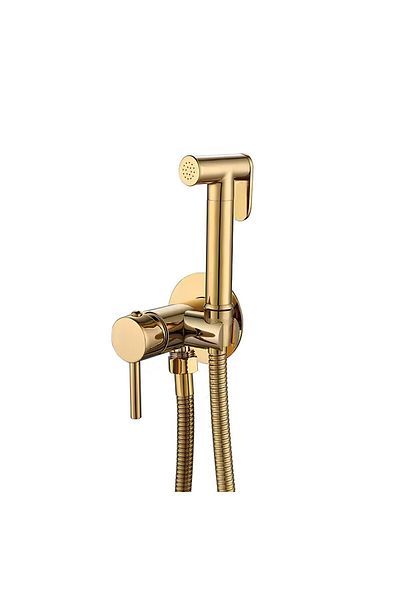 Rain Drop De la Robinetul Meu Hygienic shower set, intimate type, with hot/cold water for bidet and toilet, recessed, shiny gold