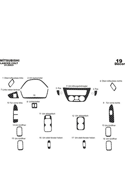Marscockpitdesign ميتسوبيشي لانسر وحدة التحكم-توبيردو 2002-2009 19 قطعة
