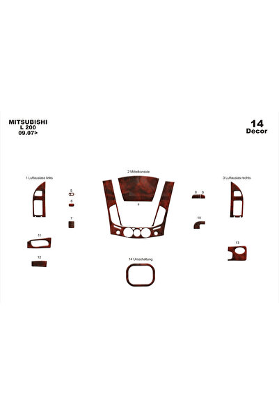 Marscockpitdesign ميتسوبيشي L200 4X2 كونسول-توربيد 2007 14 قطعة