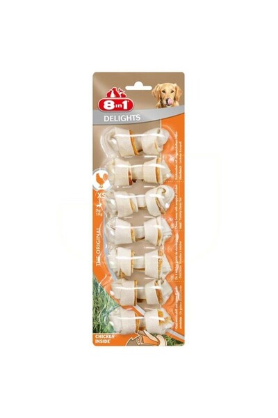 8in1 8 in 1 Delights Chicken Bones Tavuklu Düğümlü Köpek Ödül Kemikler xs 7 Adet (84g)