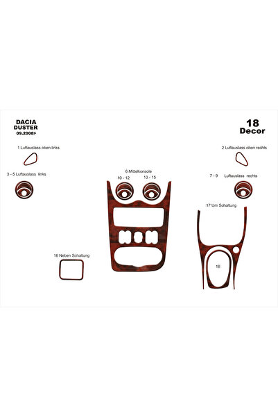 Marscockpitdesign داشيه داستر كونسول-توربيدو 2008-2012 18 قطعة