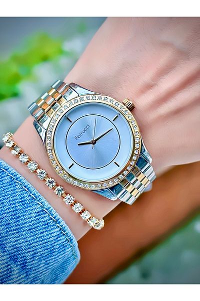 Ferrucci Women's Wristwatch Steel Cord 3 Atm Water Resistant Bracelet Gift Stoned Model