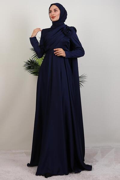 giz astore Alaz Saten Gül Abiye Lacivert