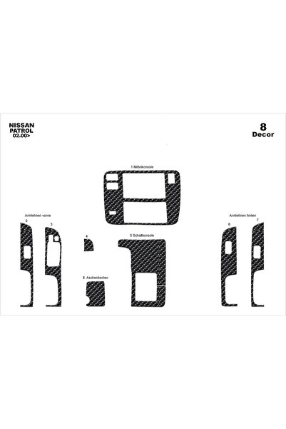 Marscockpitdesign نيسان باترول كونسول-توربيدو 2000-2004 8 قطع