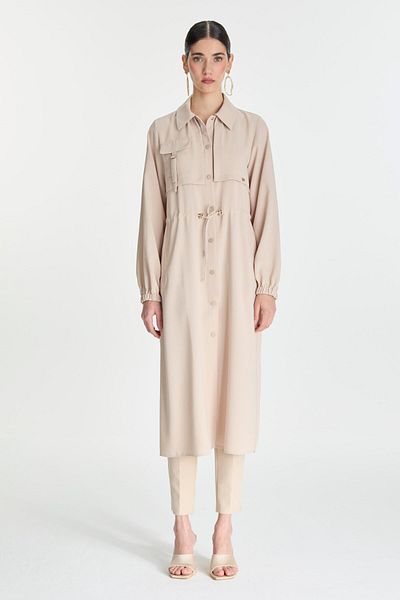 Zühre Beige Wear and Go with Elastic Waist and Buttons Gc-0248