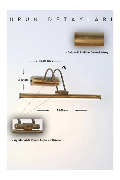 Genel Markalar ŞARJLI Tablo Aydınlatması Flüt Kuğu Ayna Banyo Tablo Duvar Apliği (3200 K GÜN IŞIĞI)