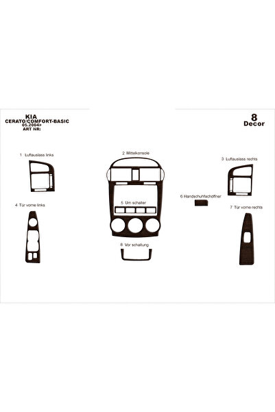 Marscockpitdesign كيا سيراتو LX سيدان وحدة التحكم-توبوردو 2004-2007 8 قطع