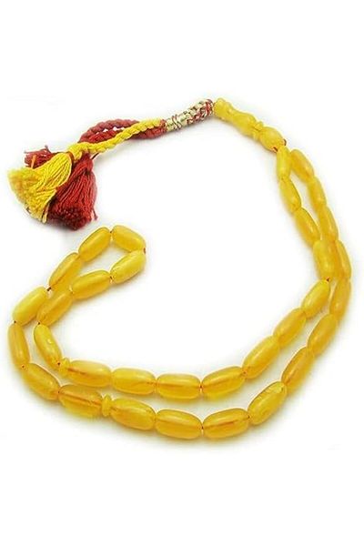 Eagal Amber-colored cylindrical prayer beads (yellow)