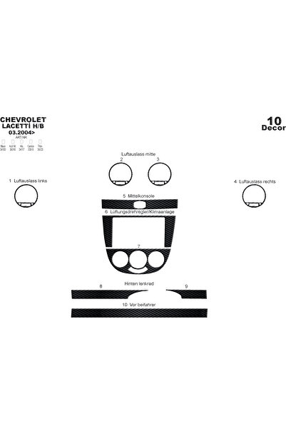Marscockpitdesign شيفروليه لاسيتي HB كونسول-توربيدو 2004 10 قطع