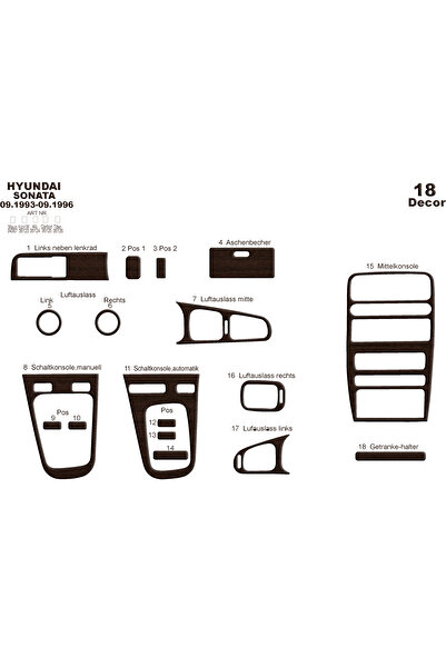 Marscockpitdesign هيونداي سوناتا وحدة التحكم-توبوردو 1993-1996 18 قطعة