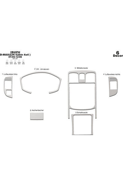 Marscockpitdesign إيسوزو دي ماكس دبل كابين 4X4 كونسول-توربيدو 2005-2006 6 قطع