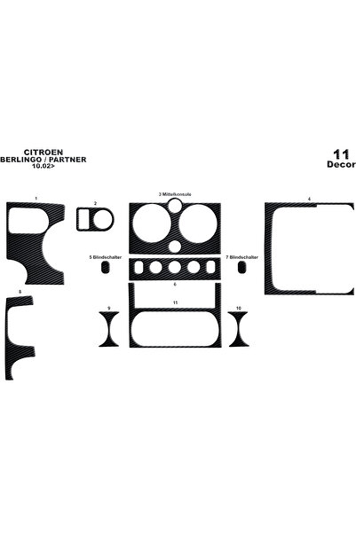 Marscockpitdesign سيتروين بيرلينجو بارتنر كونسول-توربيدو 2002-2008 11 قطعة