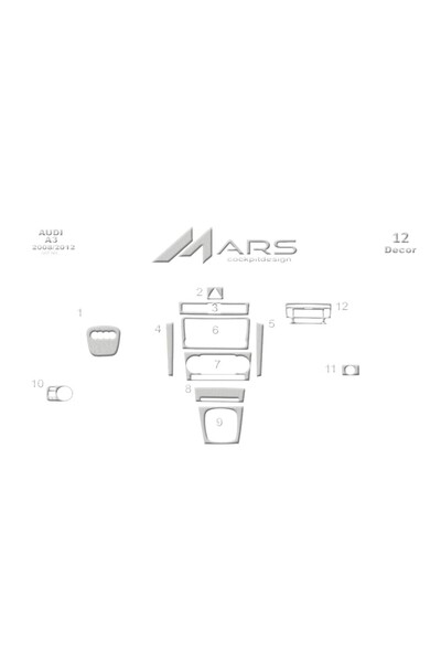 Marscockpitdesign أودي A3 وحدة التحكم-توبيردو 2008-2012 12 قطعة