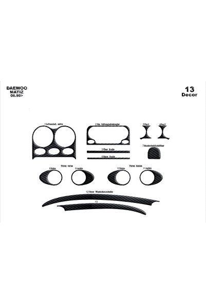 Marscockpitdesign دايو ماتيز كونسول-توربيد 2005 13 قطعة