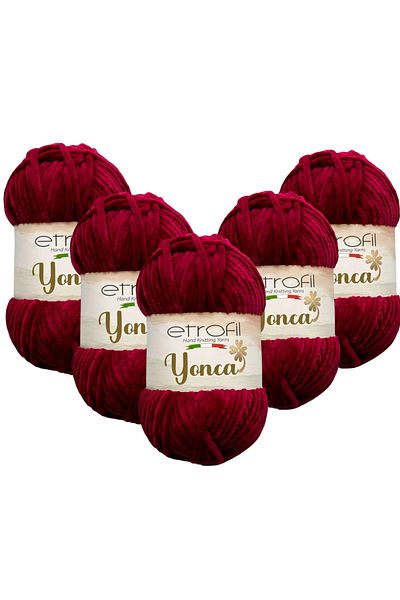 Etrofil Clover Velvet Hand Knitting Yarn 5 Pieces 70344 Claret Red