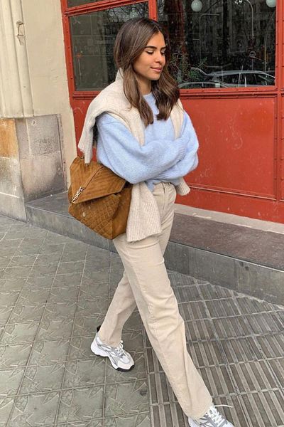 Madmext Baby Blue Crew Neck Oversize Πλεκτό Πουλόβερ MG1972
