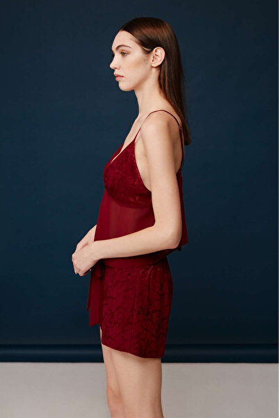 Bonnie Clyde Women's Romantic Strap-Shorts Set Boxed Elegant Burgundy Design 2-Piece - Burgundy - Ilc2.30J01T4Gdec-Bo