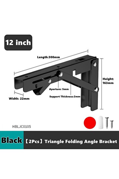 Choice10 Black 12 inch 2pcs Folding Shelf Brackets Heavy Duty Stainless Steel...