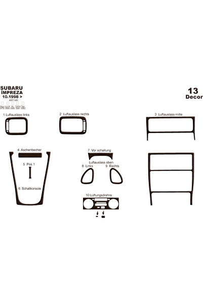Marscockpitdesign سوبارو امبريزا وحدة التحكم-توبيردو 1998-2000 13 قطعة