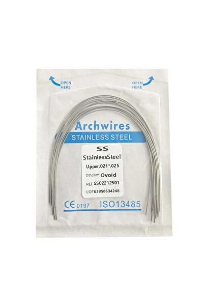 Choice33 أسلاك تقويم الأسنان العلوية 21x25، فولاذ مقاوم للصدأ، 10 قطع/عبوة، ف...