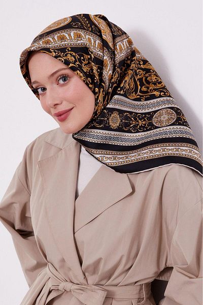 Levidor Twill Ισκυα Εσάρπα Ld1059-01 Εθνοτική Σχέδιο Μαύρο-μπεζ-01