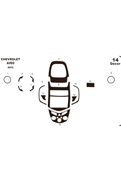 Marscockpitdesign شيفروليه أفيو بيانو بلاك كونسول-توربيدو 2012 14 قطعة