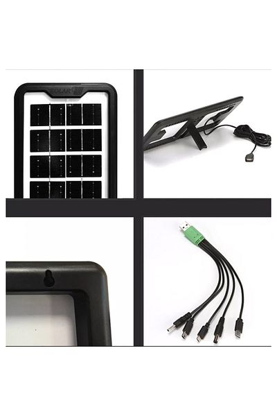 divendi-ro 3W portable solar panel, GD Super GD-10X, IP65, with device charging sockets, 27x15.5x1.5 cm, black