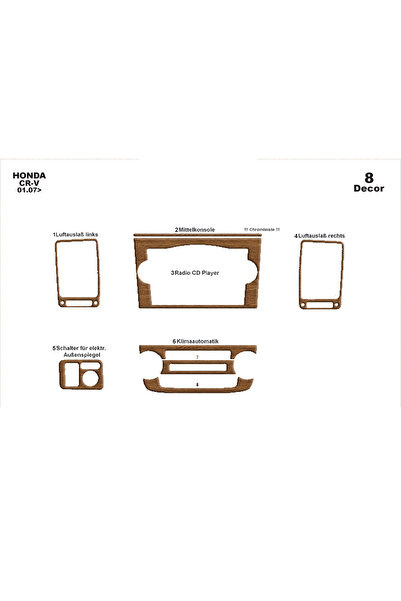Marscockpitdesign هوندا CR-V 4X4 وحدة التحكم-تغليف التوربو 2007-2013 8 قطع