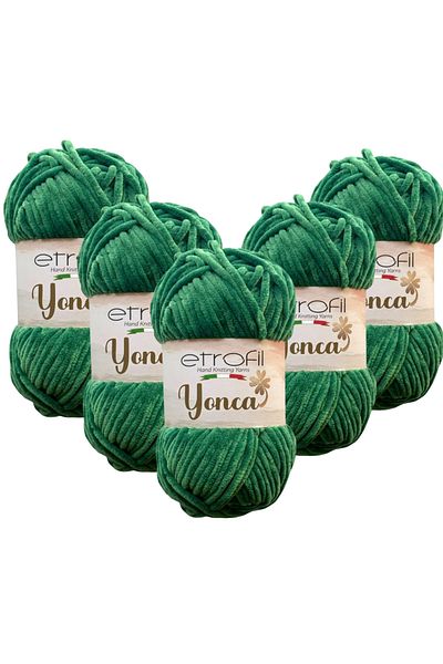 Etrofil Clover Velvet Hand Knitting Yarn 5 Pieces 70476 Green