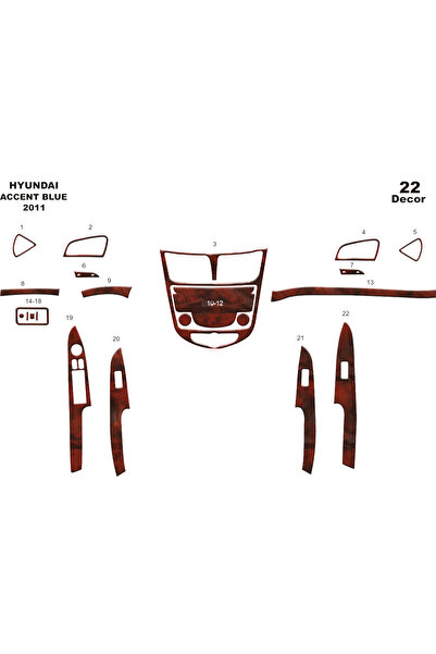 Marscockpitdesign هيونداي أكسنت كونسول أزرق-توربيدو 201 22 قطعة