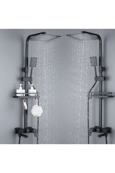 Rain Drop De la Robinetul Meu Coloana de dus, cu 3 functii curgere apa, cu baterie cada si dus, para 25x25 cm, negru mat