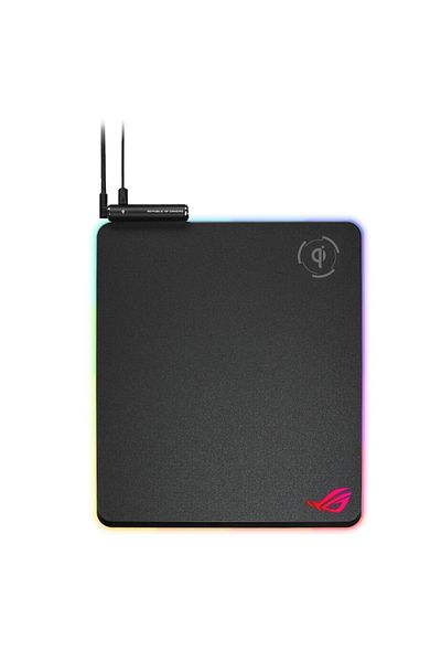 ASUS Mousepad de gaming ROG Balteus Qi, RGB, încărcare Qi, port USB, iluminare Aura Sync, negru