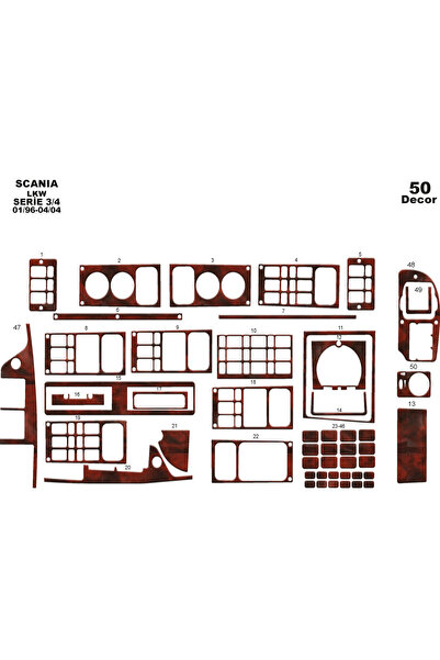 Marscockpitdesign Scania LKW 3/4 كونسول-توربيدو 1996-2004 50 قطعة كونسول-توربيدو