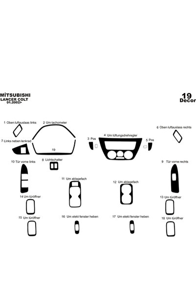Marscockpitdesign ميتسوبيشي لانسر وحدة التحكم-توبيردو 2002-2009 19 قطعة