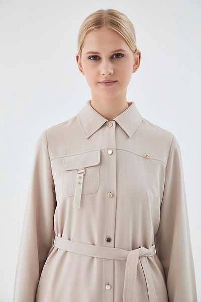 Zühre Beige Wear and Go with Belt and Pocket Detail Gc-0247