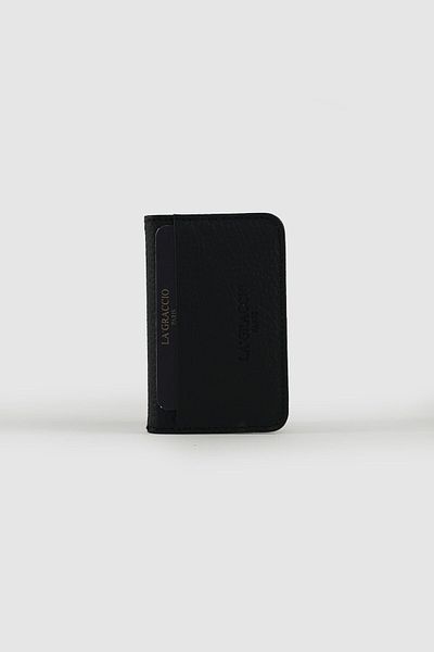La La'Graccio Paris La'Graccio Paris Defn Genuine Leather Card Holder Wallet Matte Black