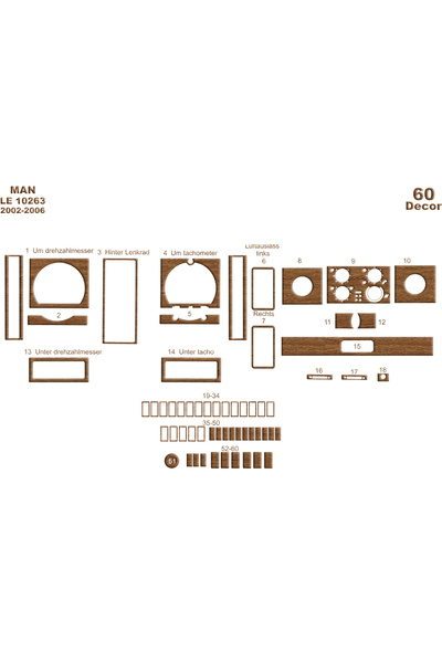 Marscockpitdesign غطاء وحدة التحكم LE للرجال 2002-2006 60 قطعة