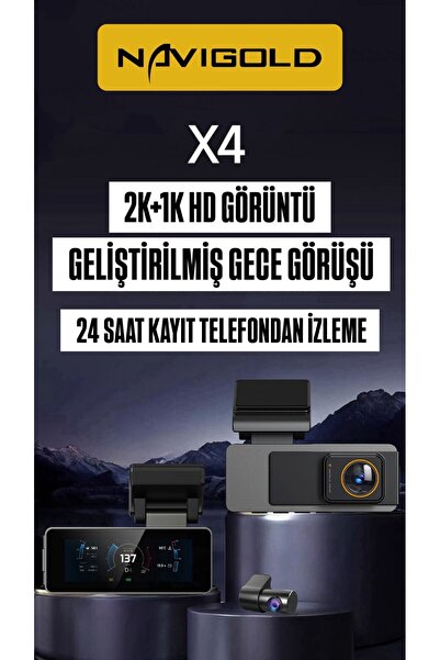 Navigold X4 2 Kameralı 2K+1K ÇÖZÜNÜRLÜGE SAHİP ARAÇ İÇİ KAYIT KAMERASI SÜREKL...