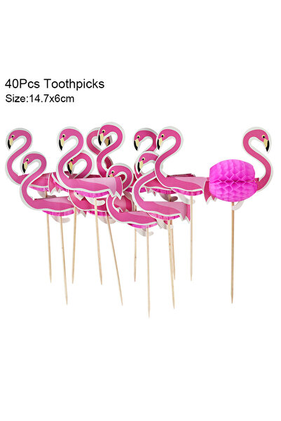 Choice8 فلامنجو - 40 قطعة من أعواد الفاكهة هاواي، أعواد خيزران بامبو تراولي، ...
