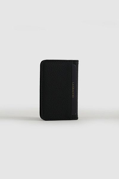 La La'Graccio Paris La'Graccio Paris Defn Genuine Leather Card Holder Wallet Matte Black