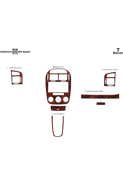 Marscockpitdesign كيا سيراتو سيدان كونسول-توربيدو 2007 7 قطع