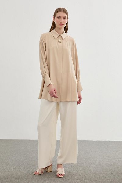 Zühre Brooch Detailed Stone Blouse B-0095