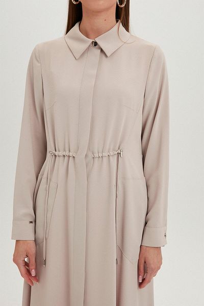 Zühre Shirt Collar Pocket Detailed Long Stone Wear and Go Gc-0062