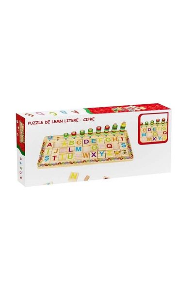 divendi-ro Educational Wooden Alphabet and Number Puzzle, 3 years+, 41.5x19 cm