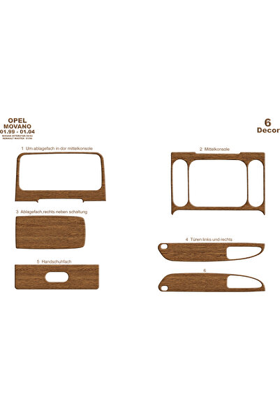 Marscockpitdesign نيسان انترستار كونسول-توربيدو 2002 6 قطع